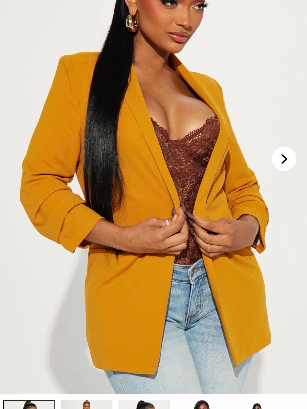 Fashion Nova Mustard Blazer - Open Front Tailored Jacket